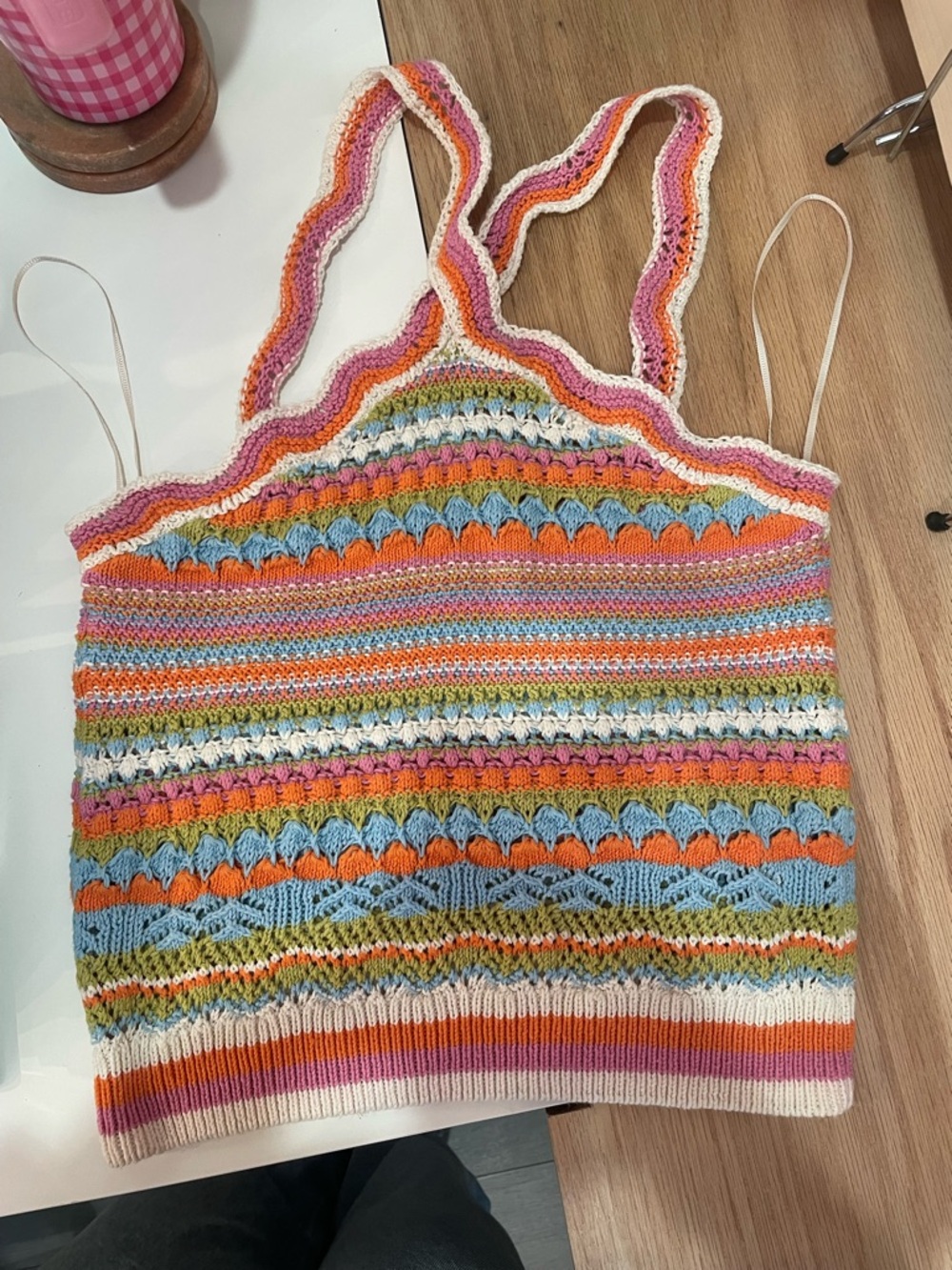 Zara Multicolor Crochet Strappy Crop Top